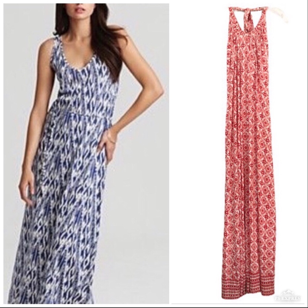 Joie Ikat Print Maxi Dress Halter Dress